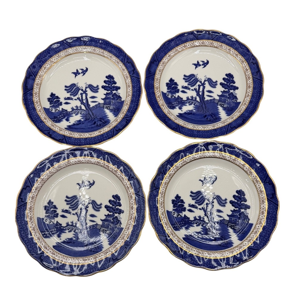 4 Vtg Royal Doulton Majestic Collection BOOTHS Real Old Willow TC1126 8" Plates